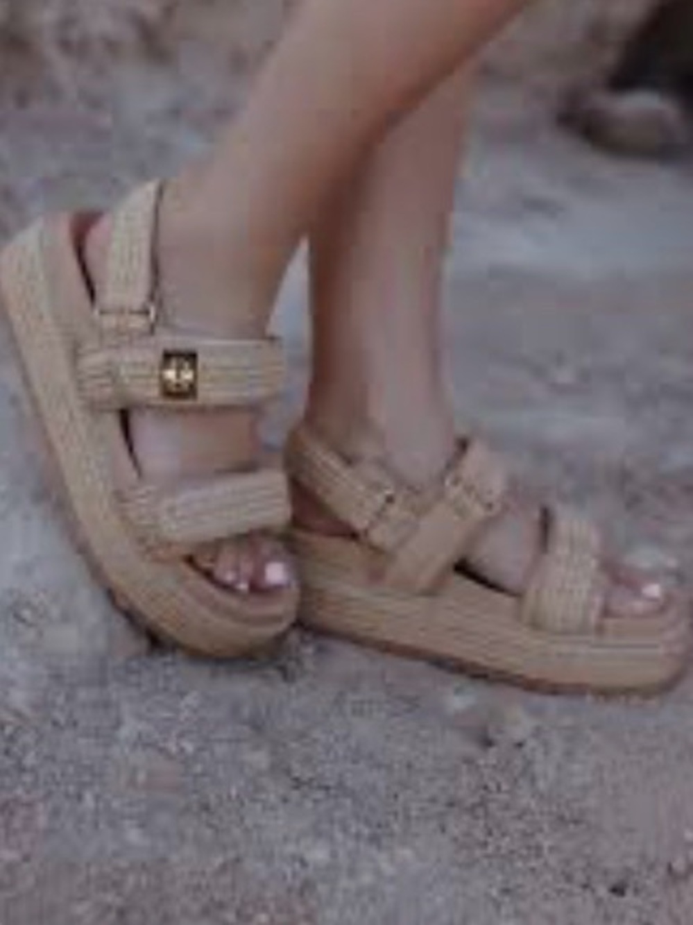 Woven Platform Sandal in Light Tan - Picture 3 of 3